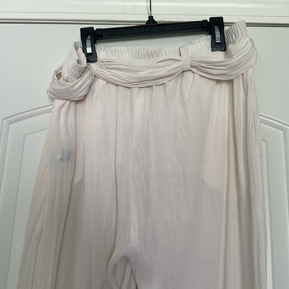Mela Purdie White Soft Vent Palazzo Pants with Tie Pockets Sz S - Picture 3 of 5
